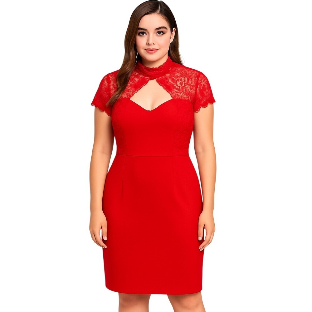 Premier Amour Red Lace Cutout Bodycon Dress Holiday Cocktail Party Size 6‎ New